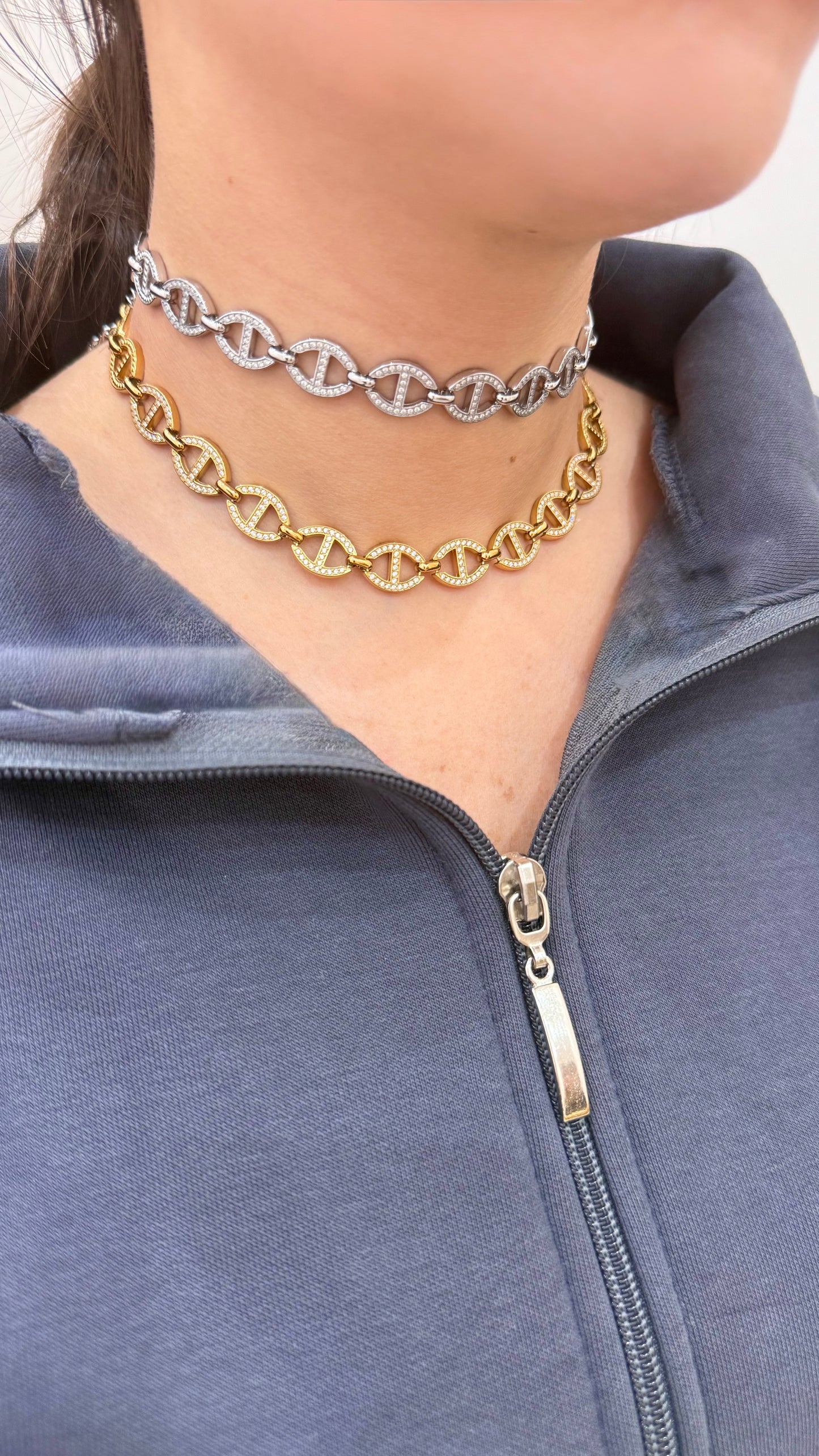 Collana Marinara Modello H. Con Zirconi