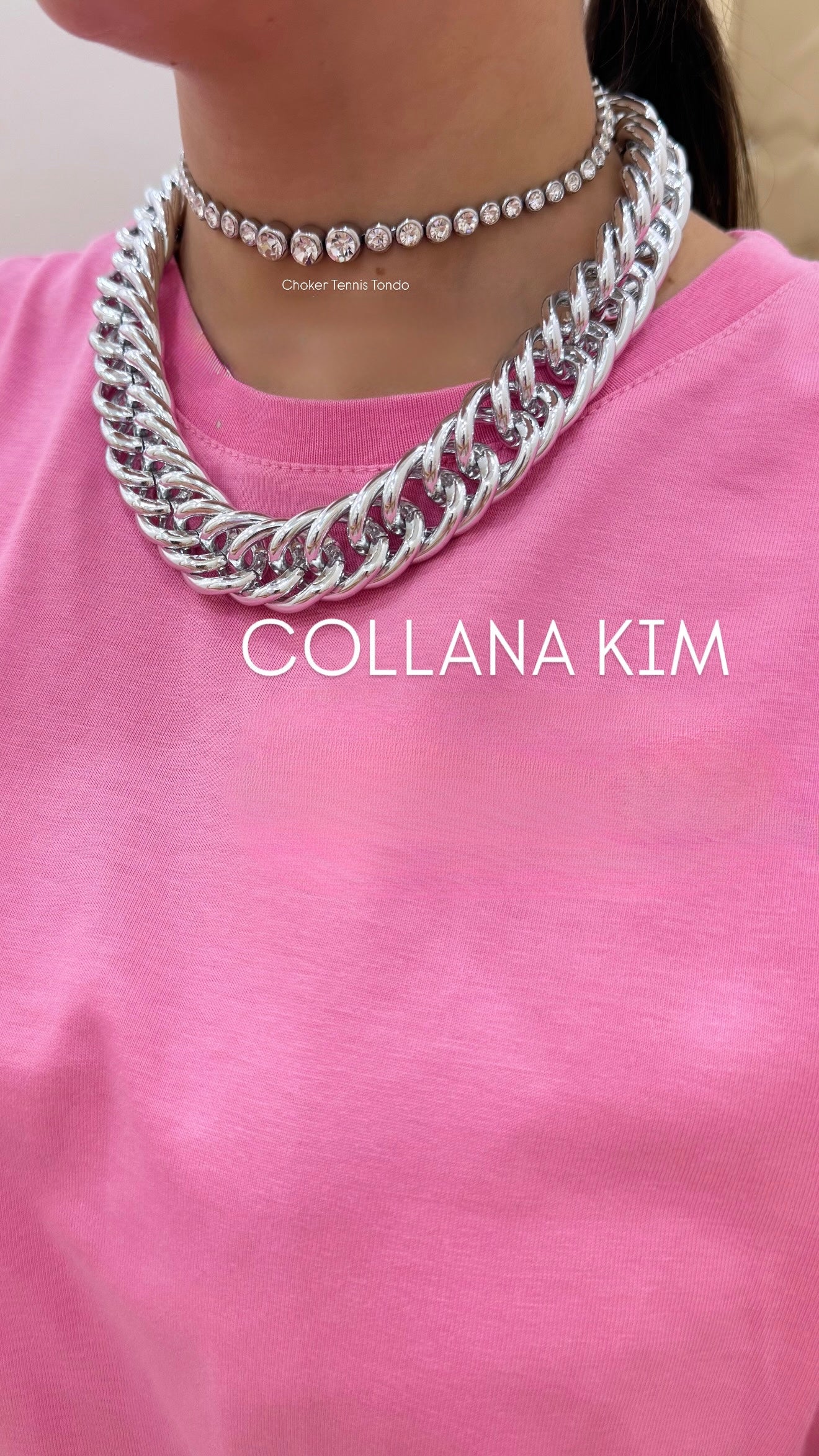 Collana Kim-Chocker Tennis Tondo